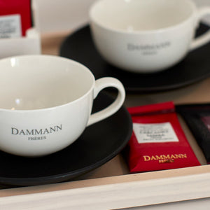 Dammann cup with black saucer 150ml