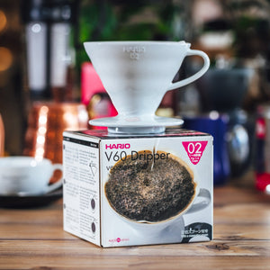 V60 coffee dripper, ceramic, white, VDC-02W