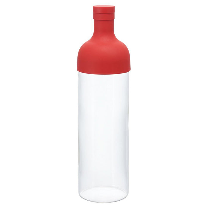 Hario glass bottle with filter, red