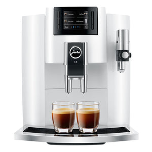 Jura coffee machine, E8 Piano White - FREE ILLY COFFEE