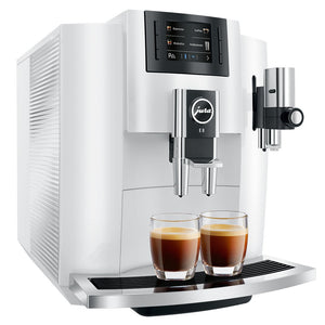 Jura coffee machine, E8 Piano White - FREE ILLY COFFEE